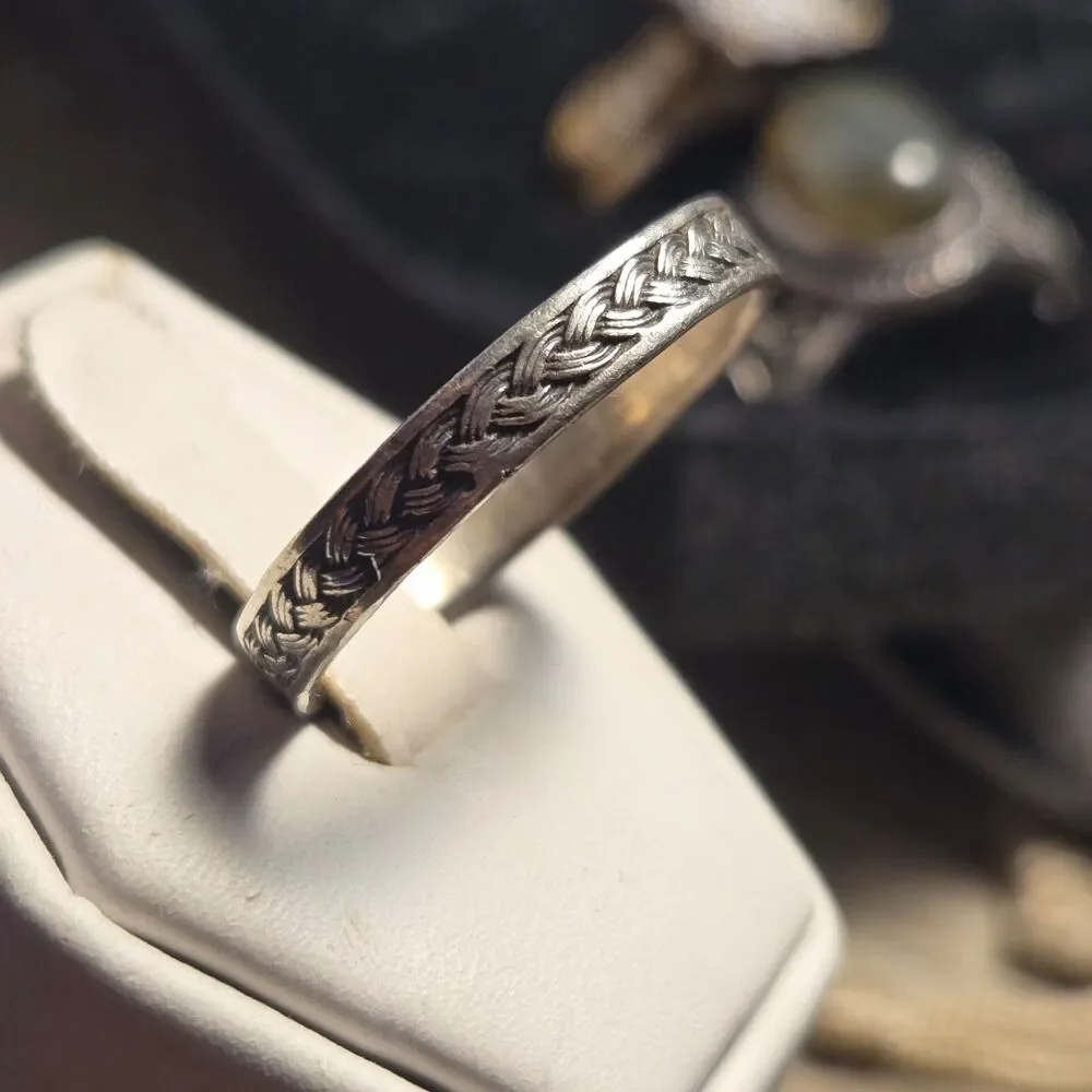 Braid Style Band vintage sterling silver ring sz 11